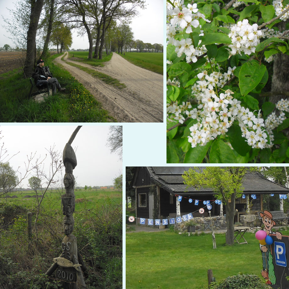 pauze, bloeiende vogelkers, huisvlijt, met pensioen