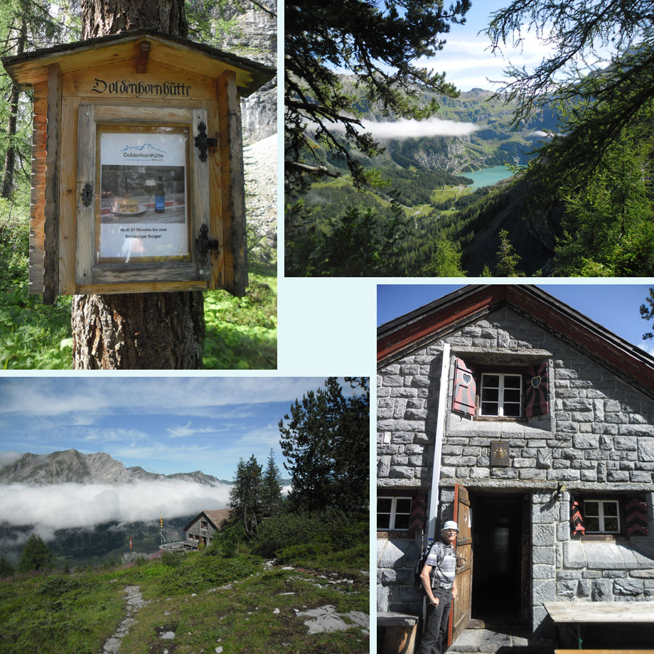 reclame voor huttenbier, zicht op Oeschinensee, iets boven de hut, inkopen doen