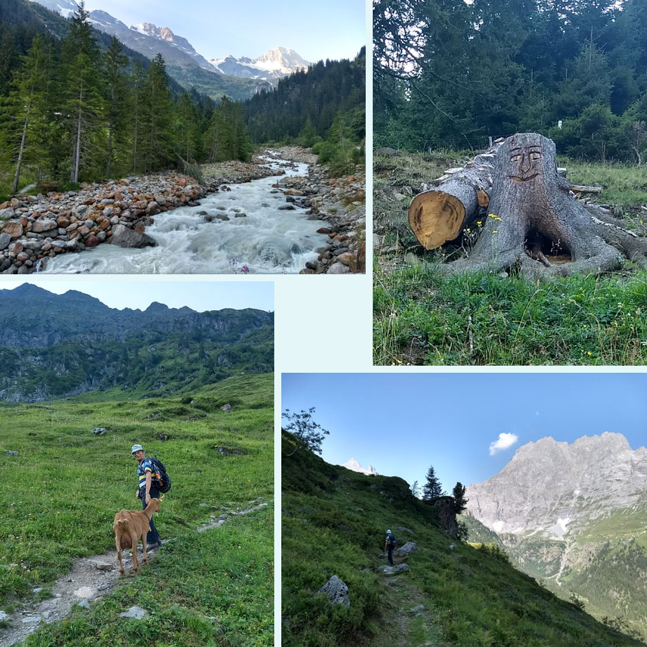 bij Trachsellauenen, smiley in het landschap, gezelschap onderweg, op weg naar de hut