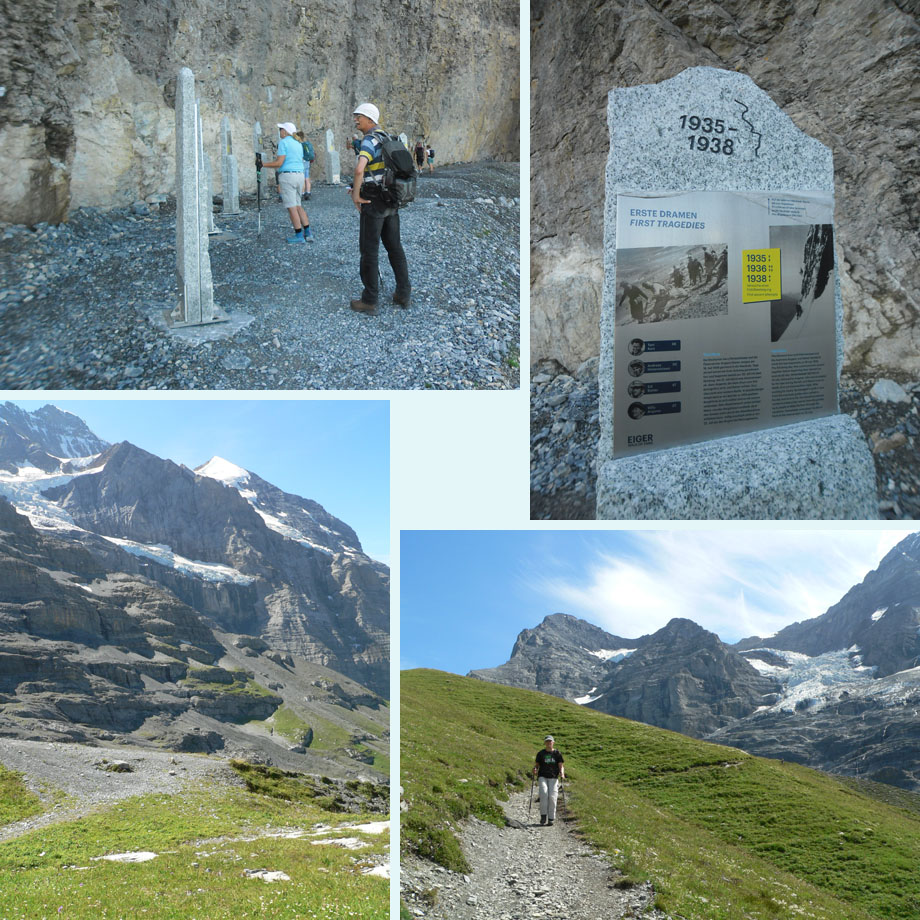 infobordjes bij Eigergletscher, hier nemen we pauze voor, rustig naar beneden