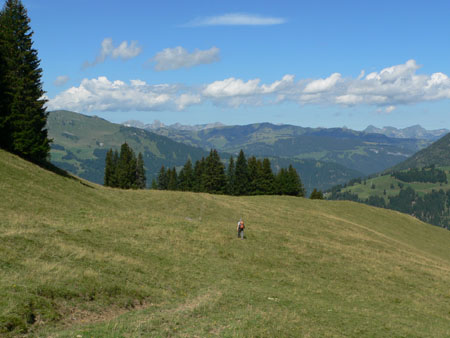 door de weilanden naar Matten