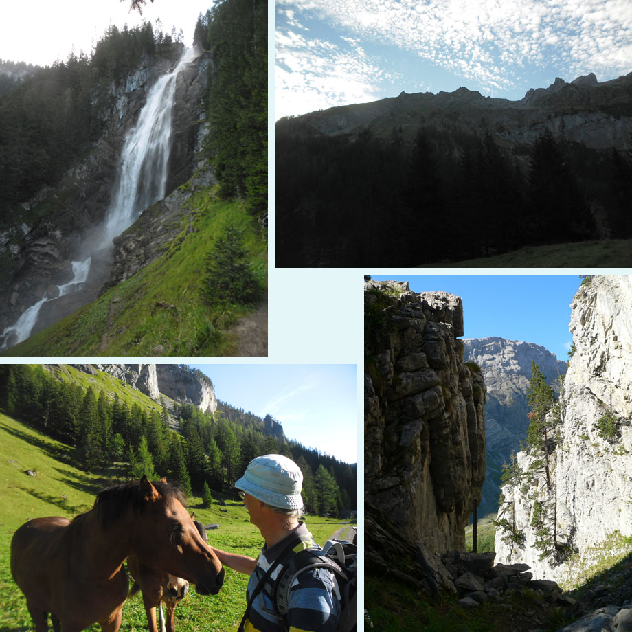 Iffigfall, mooie ochtendlucht, op zoek naar zweet, toegang tot de Hohberg