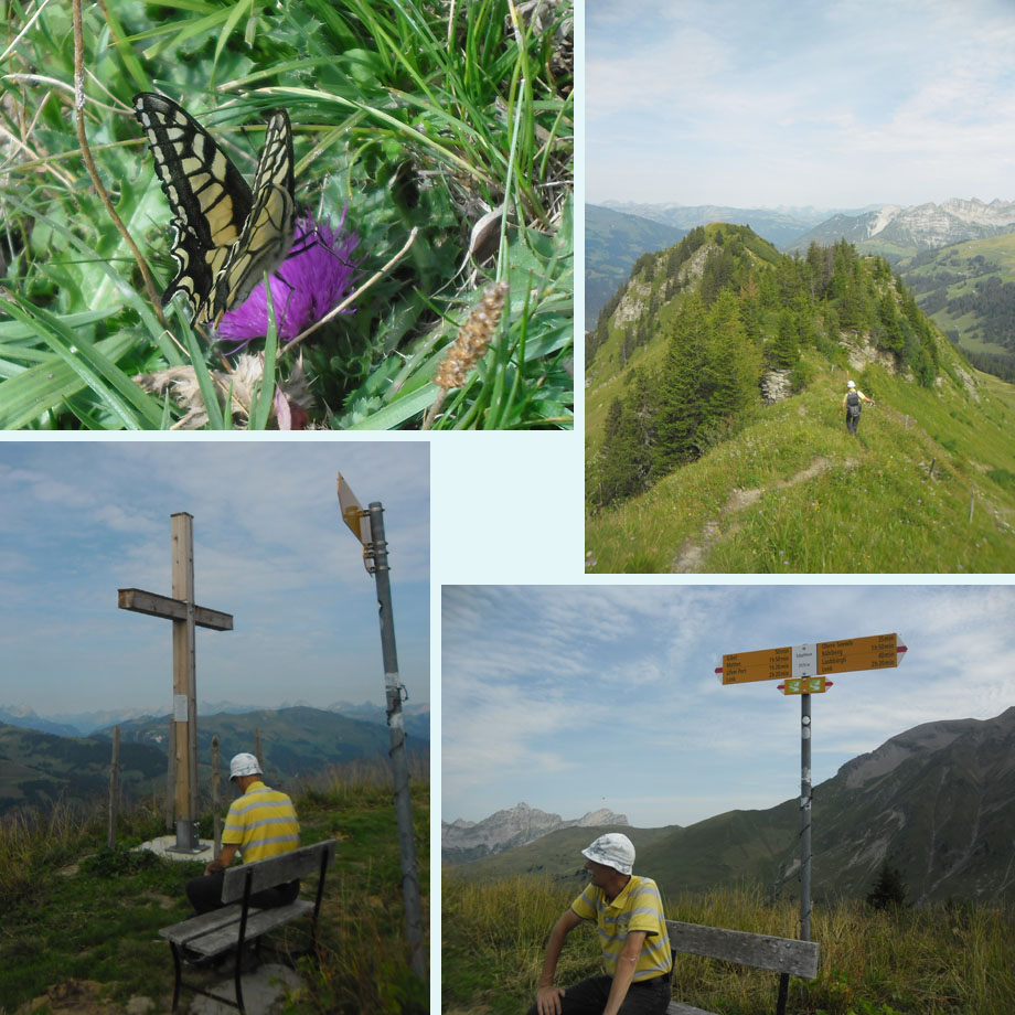 hilltopping, bijna bij de Schatthorn, nieuw topkruis, pauze