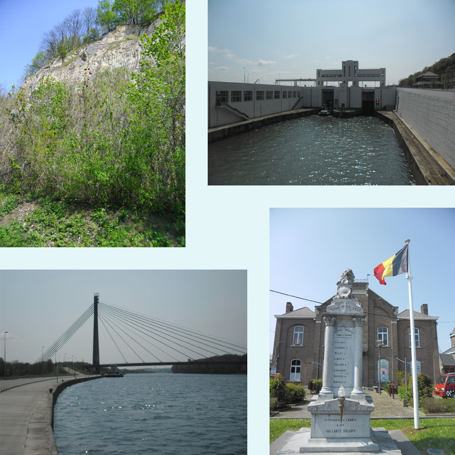 mergelwand, sluizencomplex, imposante brug, in Lanaye