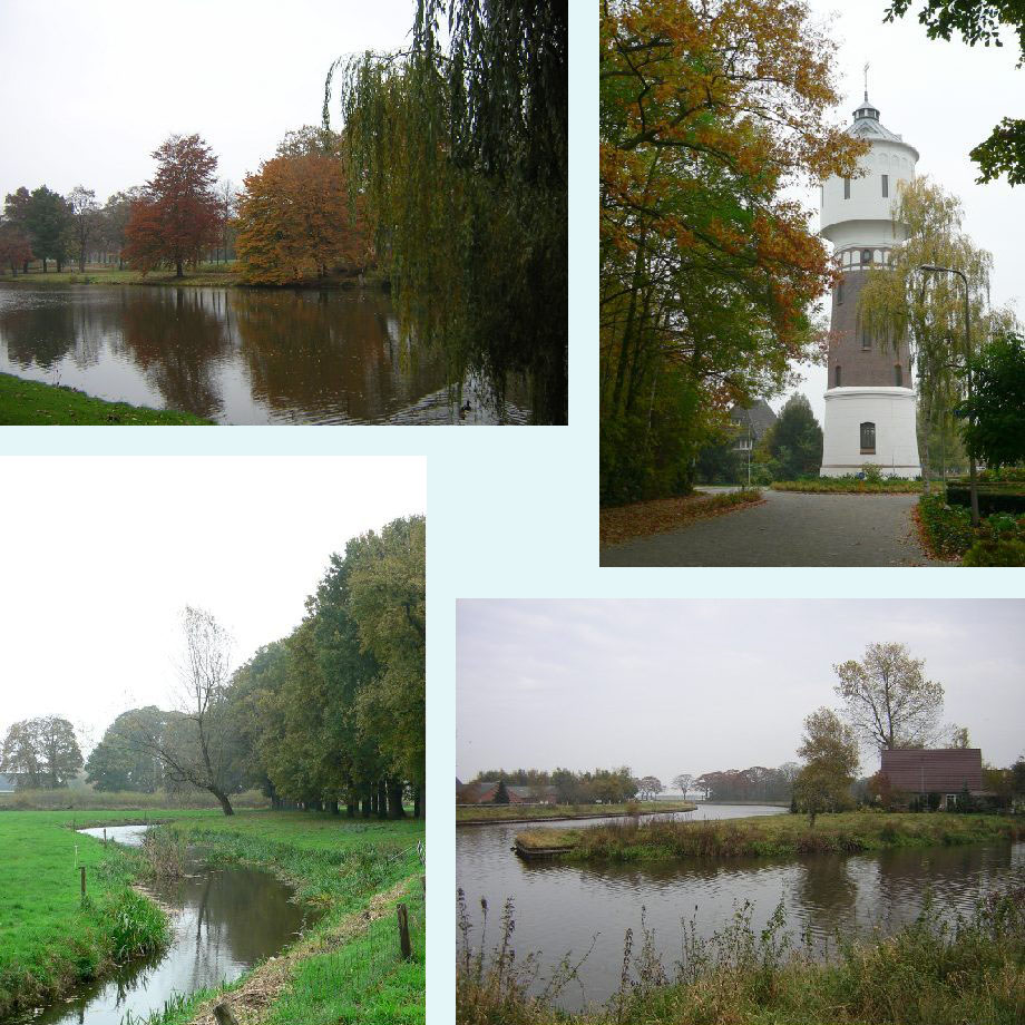 park en watertoren in Coevorden, kronkelend water, de Vecht