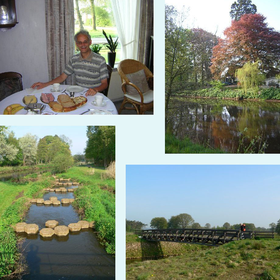 uitgebreid ontbijt, langs de Regge, alweer een vistrap, brug over een dode arm