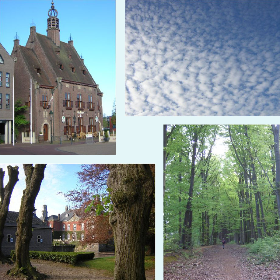 het oude stadhuis van Swalmen, lammetjeswolken, kasteel Hillenraad, beukenbos