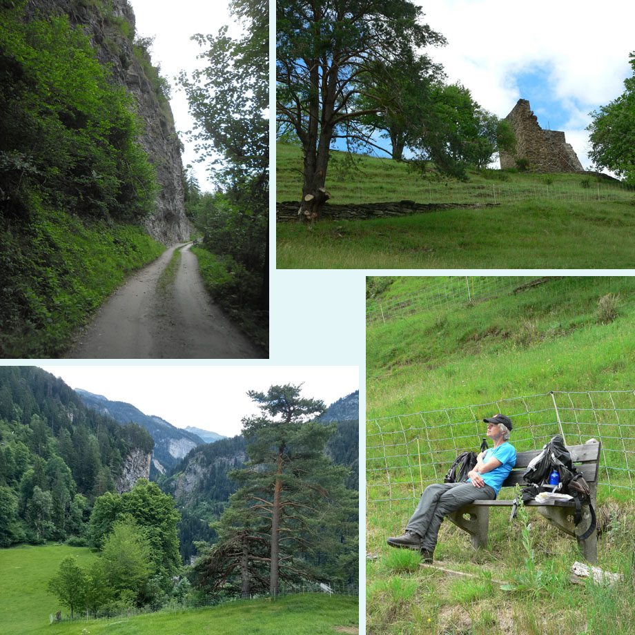 bergachtig, gedeelte van Hohe Ratien, blik op Viamala, pauze