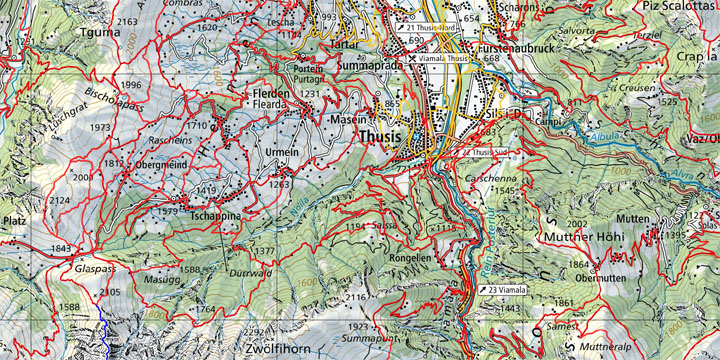 wandelpaden rond Thusis