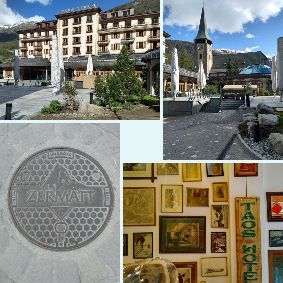 mooi Zermatt; nergens ontbreekt de Matterhorn; Grampis heeft een uniek plafond